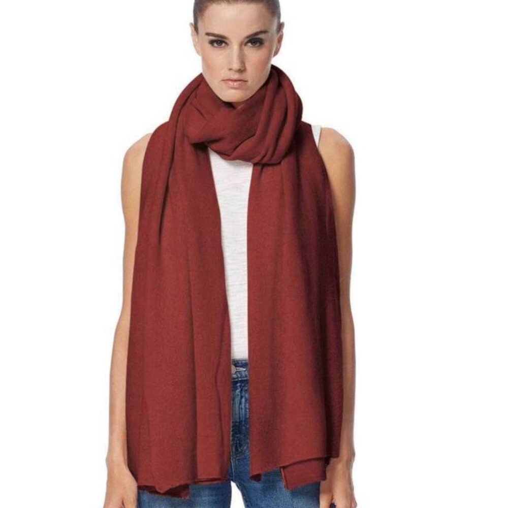 360 Cashmere Linus Cashmere Scarf Shawl Travel Blanket Wrap in Rosewood $345